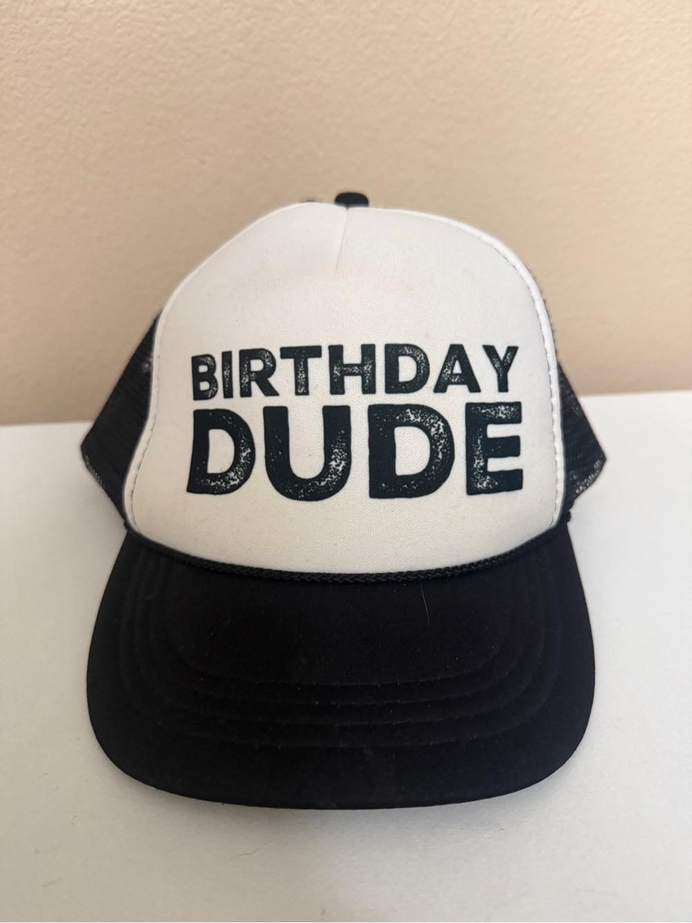 Kids Birthday Dude Black & White Trucker Hat